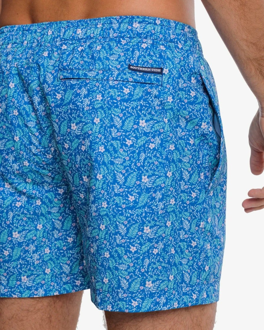 Men * | Prefential Price Southern Tide Barely Botanical Swim Trunk Atlantic Blue