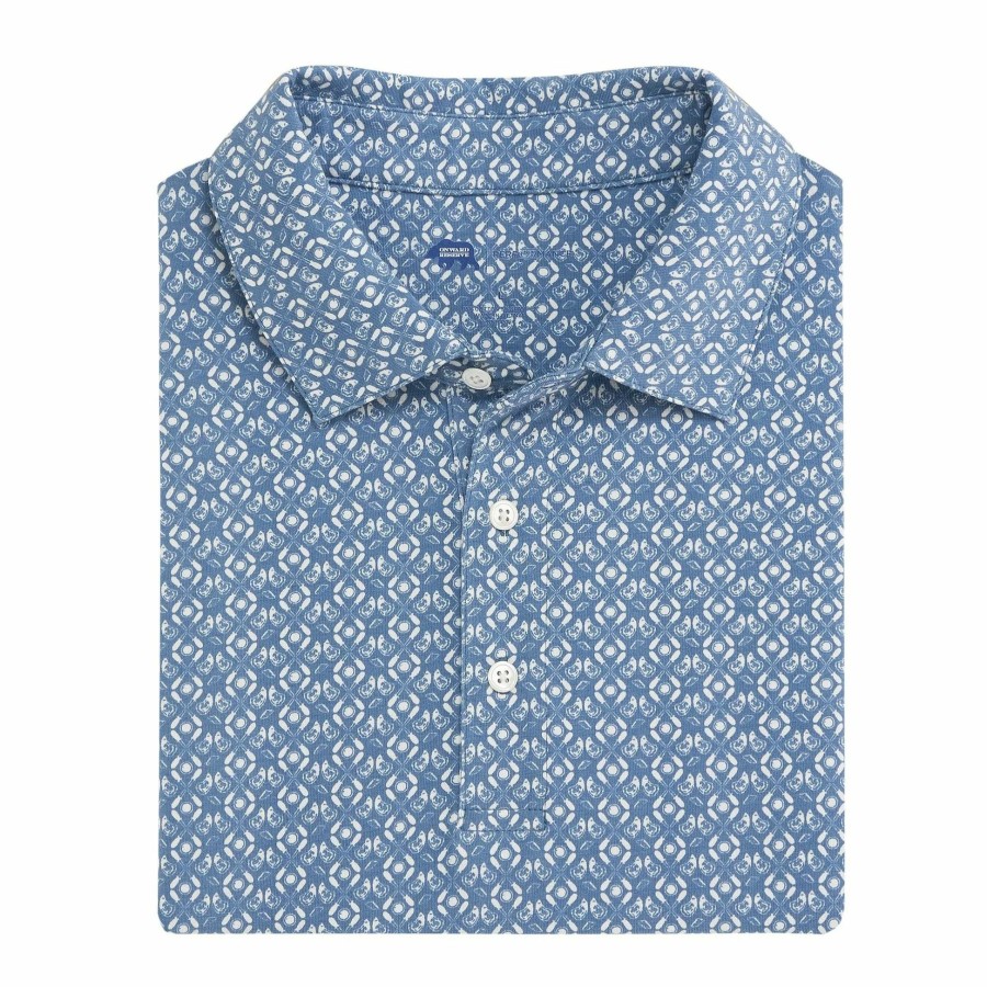 Men * | Half Off Onward Reserve Oyster Roast Printed Icon Polo Provincial Blue