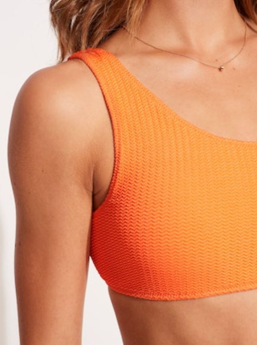 Women * | Half Off Seafolly Sea Dive One Shoulder Top Mandarin