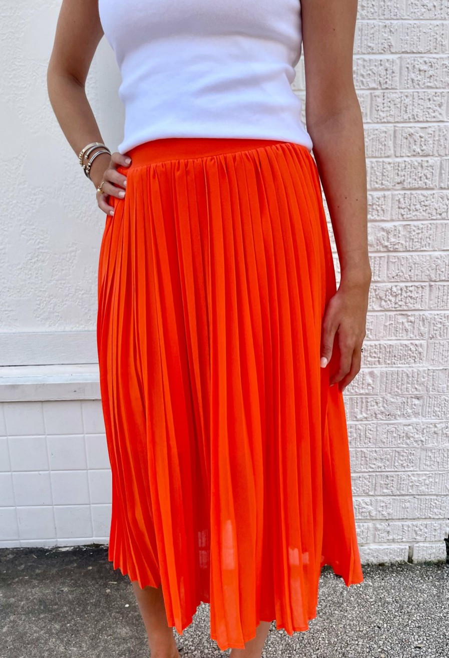 Women * | Limit Offer Thml Pleated Skirt Orange