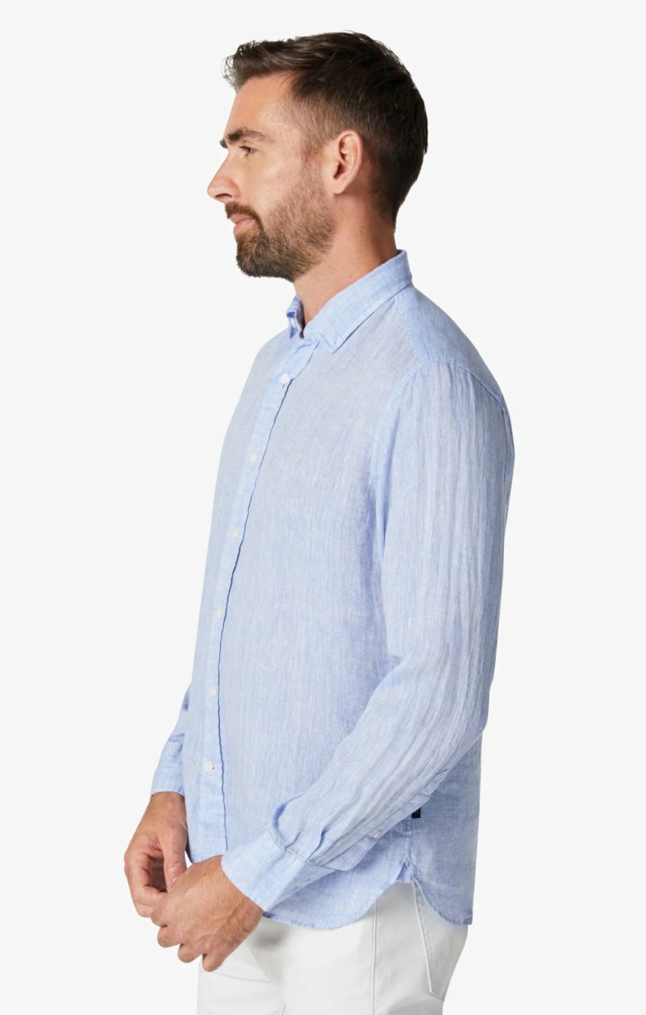 Men * | Special Offers 34 Heritage Linen Chambray Shirt Hawaiian Ocean