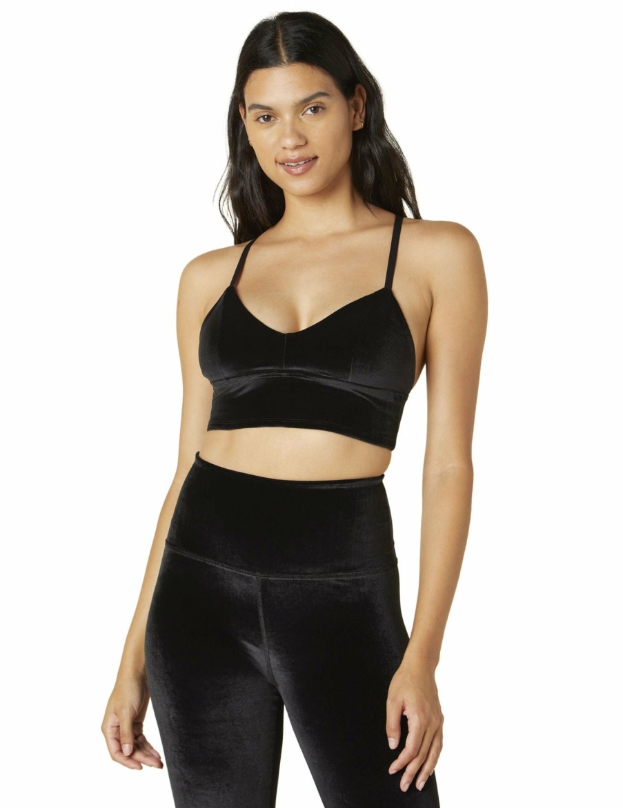 Women * | Prefential Price Beyond Yoga Vip Long Line Bra Black Velvet