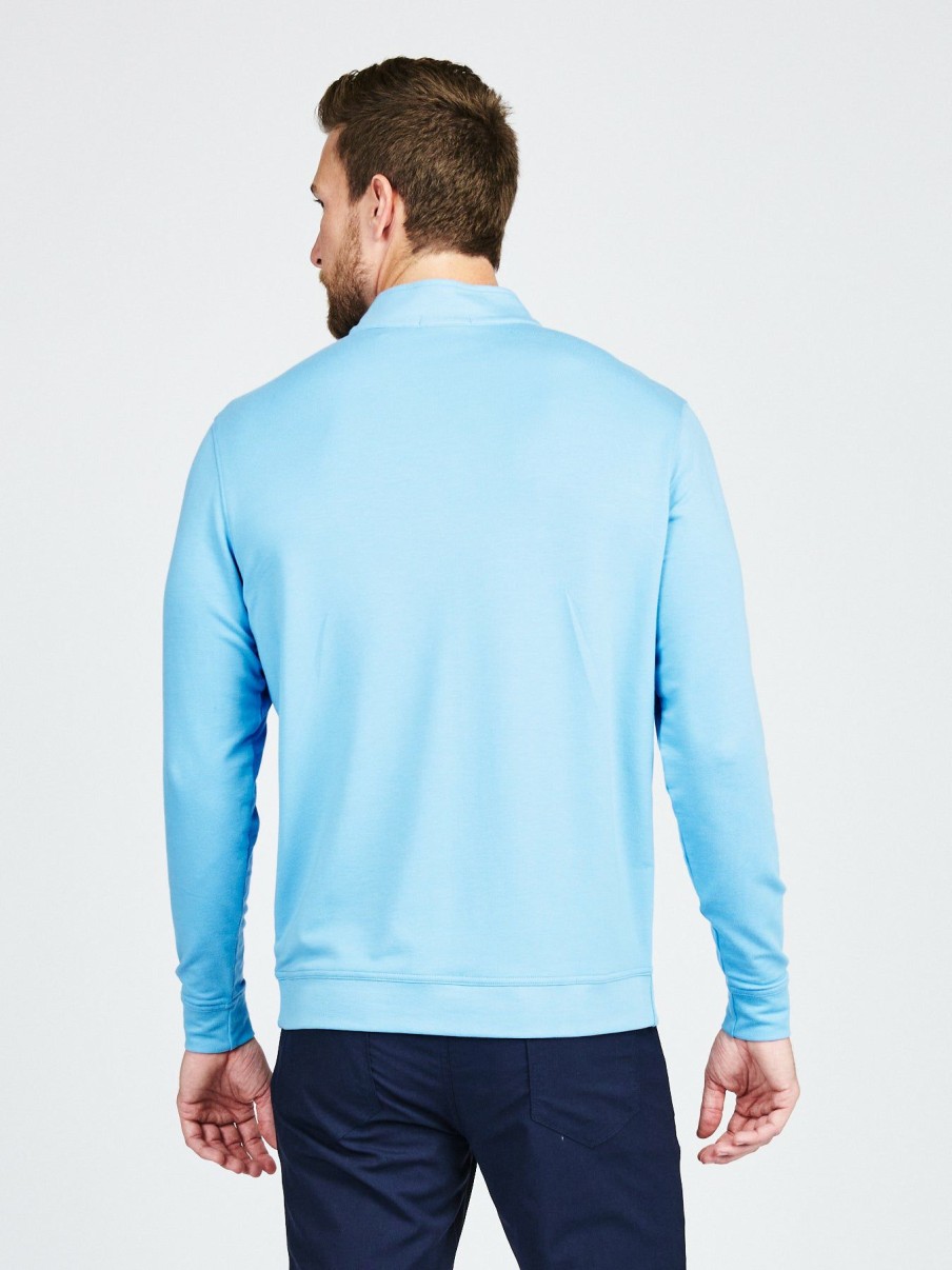 Men * | Limit Offer Tasc Cloud French Terry Quarter Zip Coastline Blue