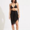 Women * | On Sale Seafolly Cotton Gauze Sarong Black