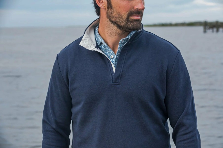 Men * | Clearance Onward Reserve Venture Pique 1/4 Zip Classic Navy