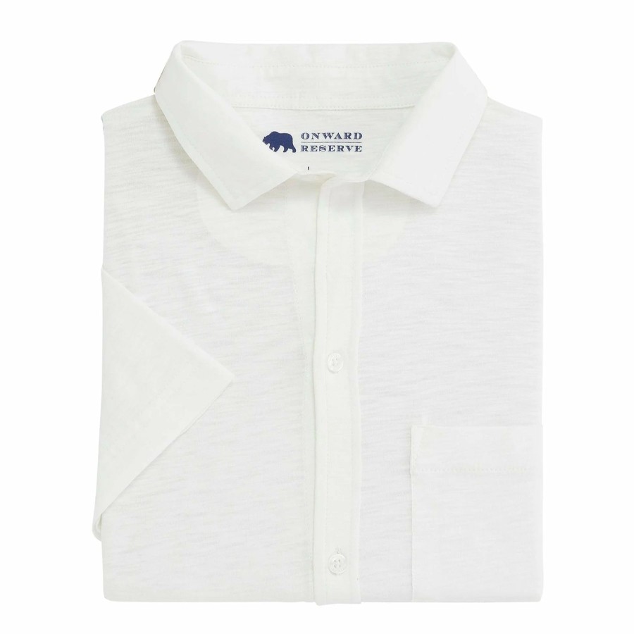 Men * | On Sale Onward Reserve Sunwashed Button Down Polo White