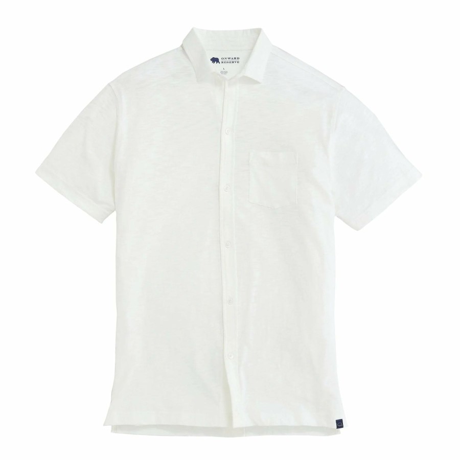 Men * | On Sale Onward Reserve Sunwashed Button Down Polo White