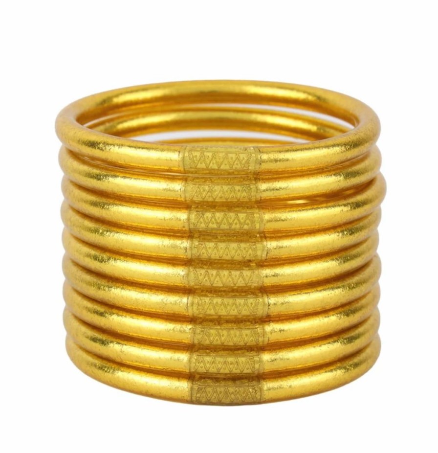 Accessories * | On Sale Budhagirl All Weather Bangles Serenity Prayer- Gold