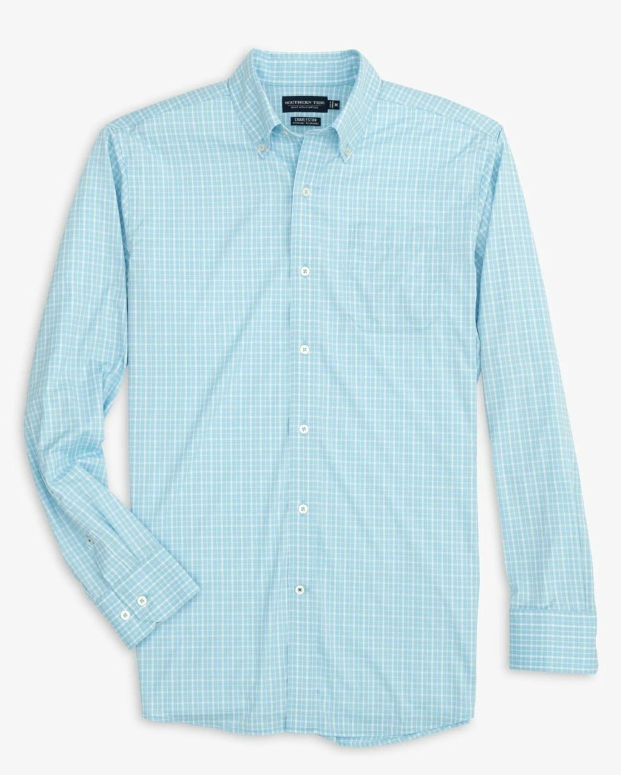 Men * | Limit Offer Southern Tide Brrr Charleston Beaumont Plaid Sport Shirt Rain Water