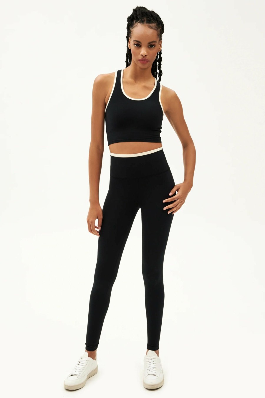 Women * | Half Off Splits 59 Dual High Waist Airweight 7/8 Legging Black/Creme